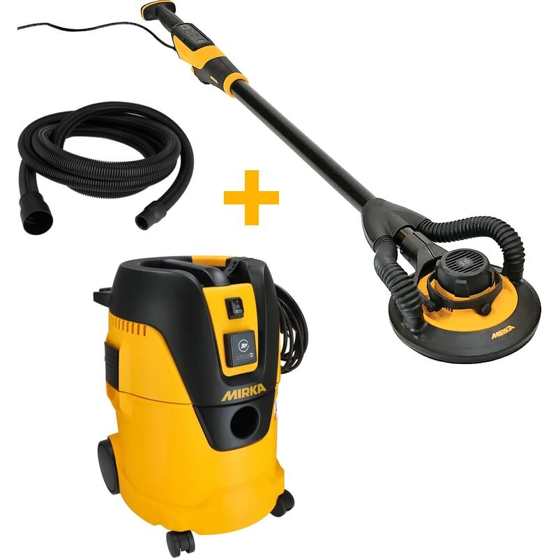 Mirka - Pack complet leros 950CV ø 225 mm - Ponceuse mur et plafond + Aspirateur Pro 1125 l + Tuyau 4m
