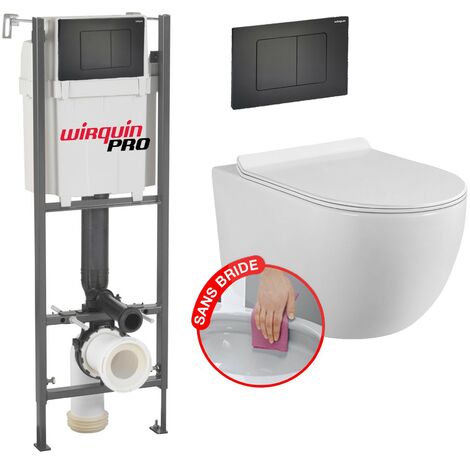 Pack Completo Inodoro Bati INITIO + Lavabo Blanco Empotrado + Panel Negro Soft Touch