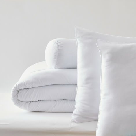 Pack Couette Blanrêve 240 x 220 cm + 2 Oreillers 60 x 60 + polochon 140 Gamme Microfibre "Douceur" traité Anti Acarien