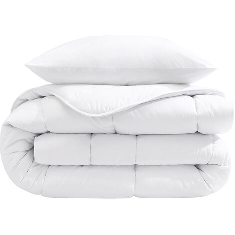 Pack couette hiver 550g 140x200 et 1 oreiller éco naturel moelleux 60x60