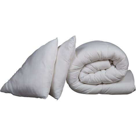 Pack couette hiver 600g 140x200 et oreiller luxe anti-acariens Someo - Blanc