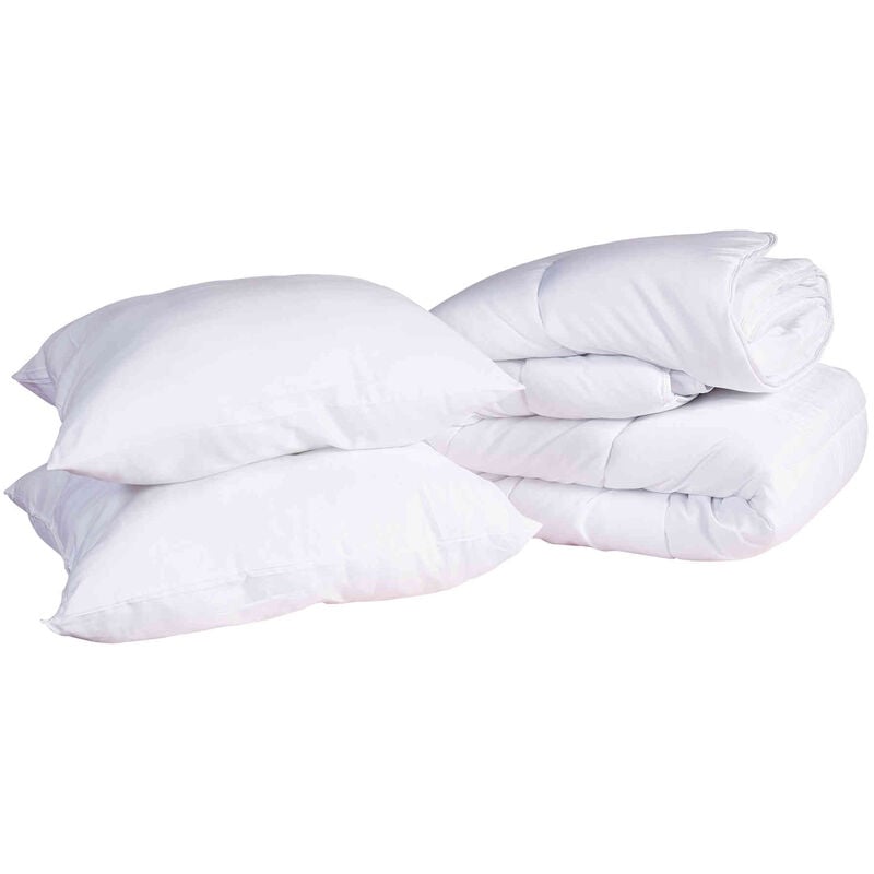 Pack couette mi-saison et oreiller recyclé moelleux enveloppe microfibre 140x200