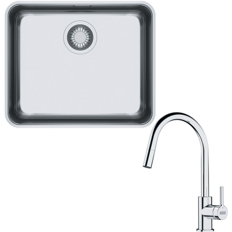 Pack cuve Aton Inox 510 x 430 x 190 mm + mitigeur Lina j douchette Franke