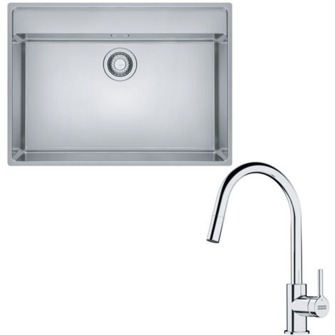 Pack cuve Maris en inox 730 x 510 x 180 mm + mitigeur Lina J douchette - Franke