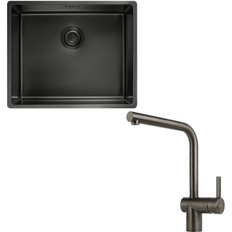 Pack cuve Mythos MasterPiece inox 540 x 450 x 200 mm + mitigeur Atlas Néo Anthracite - Franke