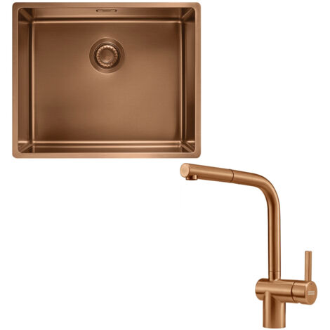 Pack cuve Mythos MasterPiece inox 540 x 450 x 200 mm + mitigeur Atlas Néo cuivre douchette - Franke