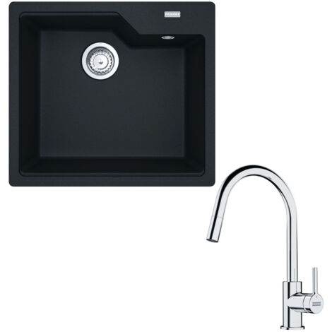 Pack cuve Urbis Fragranit noir mat 560 x 500 x 230 mm + mitigeur Lina J douchette - Franke