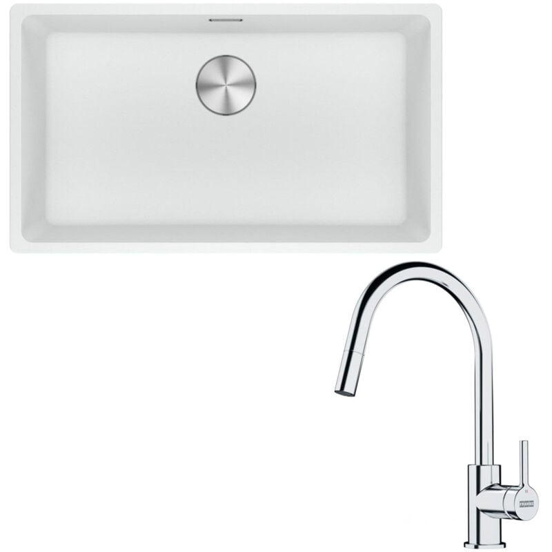 Pack cuve xl Maris Fragranit blanc artic 753 x 433 x 200 mm + mitigeur Lina j douchette Franke