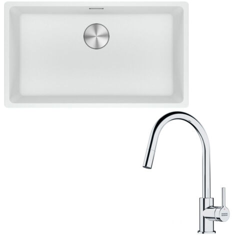 Pack cuve XL Maris Fragranit blanc artic 753 x 433 x 200 mm + mitigeur Lina J douchette - Franke