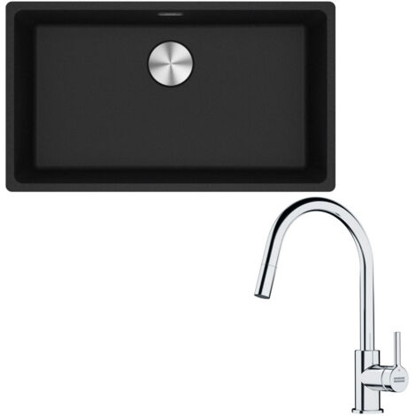 Pack cuve XL Maris Fragranit onyx 753 x 433 x 200 mm + mitigeur Lina J douchette - Franke
