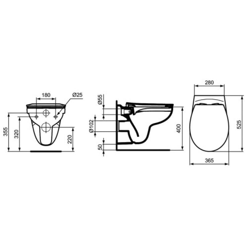 Porcher - Pack cuvette suspendue Ulysse sans bride blanc