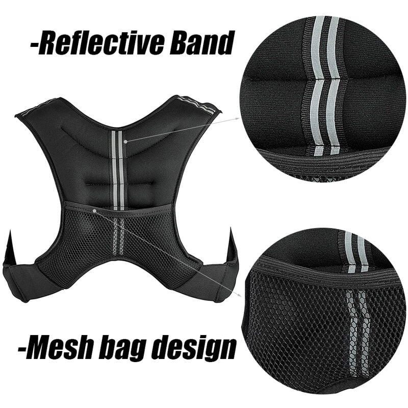 Gilet lesté,10kg Gilet d'entraînement Gilet de Course Taille Unique pour Gym Formation 10kg