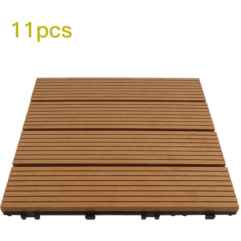 Pack dalle de terrasse 1m² bois composite modular (11 pièces 30 x 30 cm) - l: 30 cm - l: 30 cm - Terre cuite