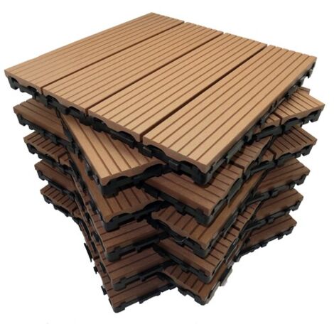 Pack dalle de terrasse 1m² bois composite modular (11 pièces 30 x 30 cm)
