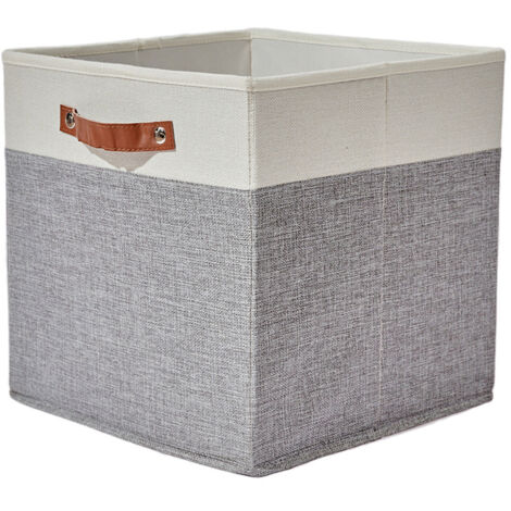 Pack de 1 Boîte de Rangement, Cubes de Rangement pliants en Tissu avec poignée pour Jouets, Les vêtements Serviettes Stockage (Gris/Blanc, 1 Paquet)