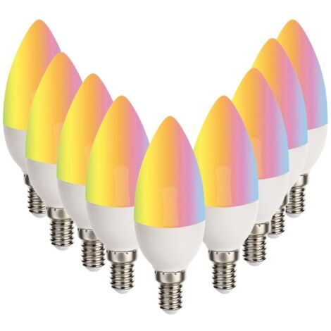 Pack de  10 - Ampoule LED Connectée Wifi E14 5.5W RGBW C37 - SILUMEN