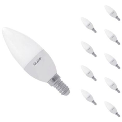 Pack de  10 - Ampoule LED E14 8W 220V C37 180° - Blanc Froid 6000K - 8000K - SILAMP