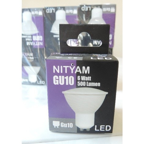 Pack de 10 ampoules LED 6W blanc chaud 3000K 500lm spot GU10 230V angle 120° (équival 40W) 20000h gamme pro NITYAM LDSP-6W-399