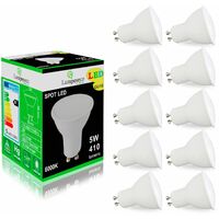 Pack de 10 Ampoules Led GU10 5W Blanc Froid 6000K eq. 50W Halogène 120°