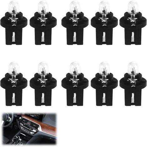 Pack de 10 Ampoules LED T5 pour Tableau de Bord de Voiture, 12V 1,2W, Lumière Jaune Clair, Compatible avec Numéros de Pièce T5