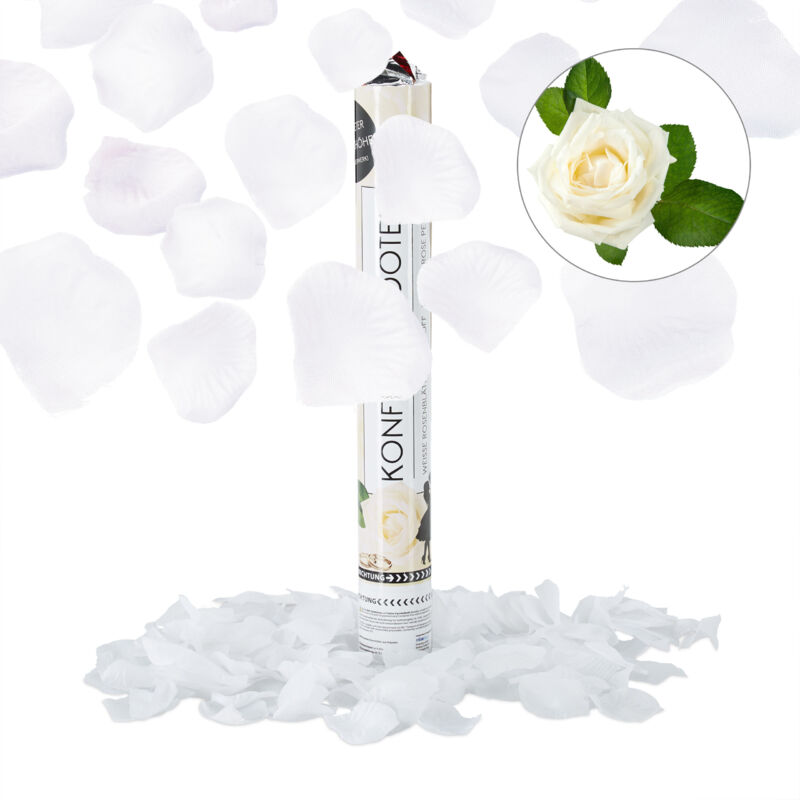 

Pack de 10 Cañones de Confeti Pétalos de Rosa para Bodas y Aniversarios, hasta 8 m de Altura, Blanco, 40 cm