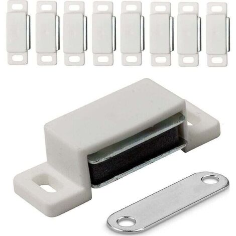 Pack de 10 cierres magnéticos para muebles – blanco, puertas, armarios 45 mm – cierres magnéticos con imanes para armarios y alacenas – bisagras magnéticas