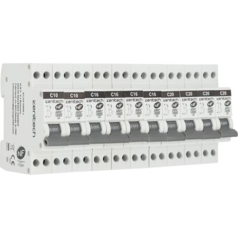 Pack de 10 disjoncteurs 2x10A + 4x16A + 4x20A - Zenitech