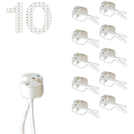 Pack de 10 douilles MR16 pour ampoules LED et Halone, mini double broche, GU5.3, G4, GU4, GU6.35, GY6.35, GX5.3, GZ4 Connecteurs de fil de base céramique pour éclairage MR11 et MR16