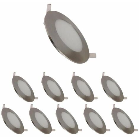 Pack de  10 - Downlight Dalle LED 6W Extra Plate Ronde - Blanc Neutre  / Aluminium - SILUMEN