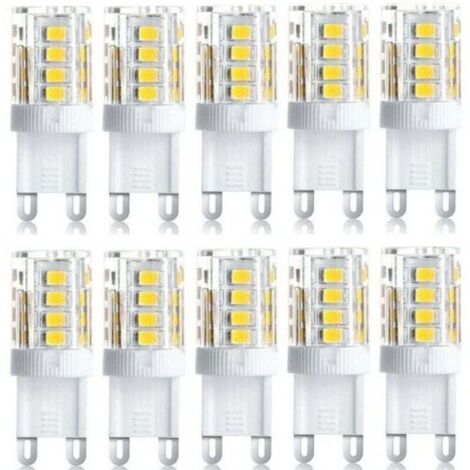 Pack de 10 focos LED, luces decorativas LED, bombillas LED G9, 5 W, blanco cálido/blanco frío, bombillas LED de bajo consumo, reemplazo para lámparas halógenas, CA 230 V, no regulables, XVX