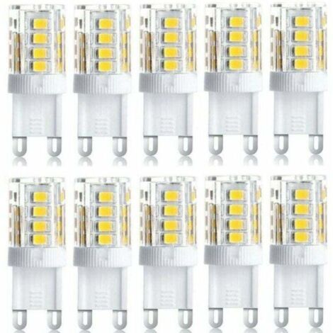 Pack de 10 focos LED, luces LED decorativas, bombillas LED G9, 5 W, blanco cálido/blanco frío, bombillas LED de bajo consumo, bombillas halógenas de repuesto, CA 230 V, no regulables