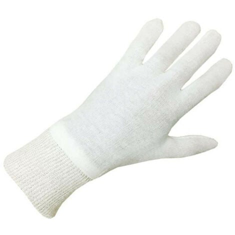 Incutex 2 Paires De Gants De Tissu En Coton, Blancs, Taille M