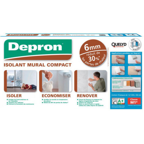 Pack de 10 plaques Depron isolantes 6mm 100x100cm – Classement M1 – COV A+ – Pour béton, pierre, brique, plâtre, bois – Quelyd - 1mx1m