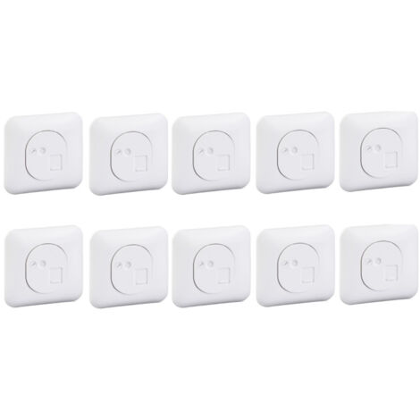 Pack de 10 prises RJ45 Cat6 STP reseau et telephone encastré blanche complete avec plaque fixation vis OVALIS