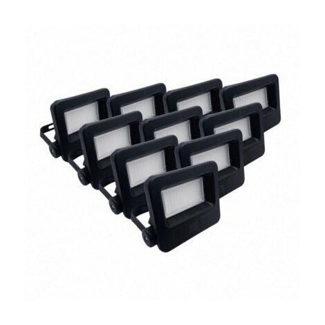 Pack de 10 - Projecteurs LED Extérieur 30W IP65 NOIR - Blanc Neutre - SILUMEN