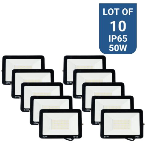 Pack de 10 projecteurs LED extérieur 50W - 95lm/W - IP65 - Blanc Chaud