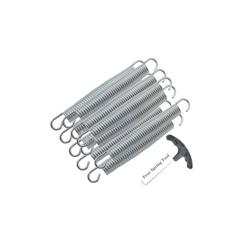 SNQ - Pack de 10 ressorts de trampoline en métal galvanisé antirouille et durables + 1 outil à ressort/longueur 12 cm