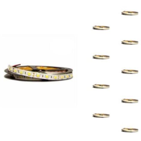 Pack de 10 - Ruban LED 12V 5M 5050 IP20 60LED/m - Blanc Chaud 2300K - 3500K - SILAMP