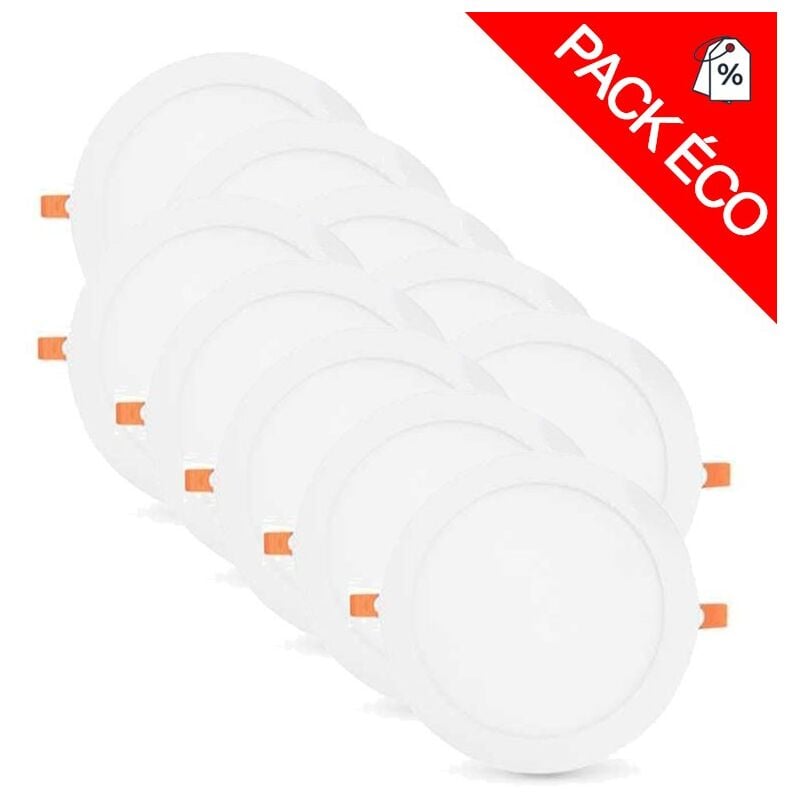 Pack de 10 Downlights LED Extra Plat (panel LED) 18W Ø225 Miidex Lighting®