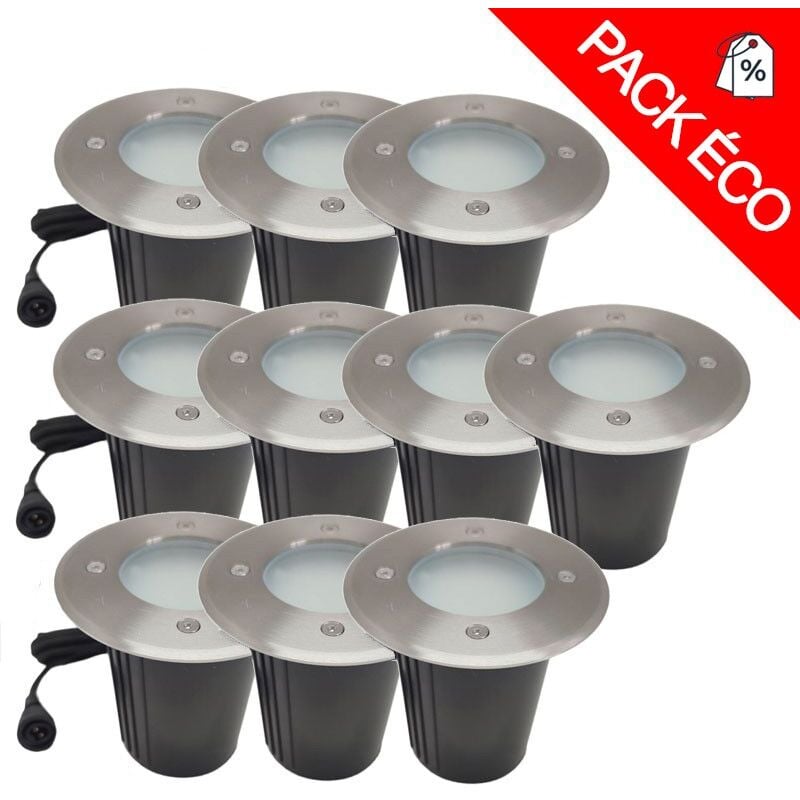 Pack de 10 spots 230V encastrables extérieurs 7W 60LED 6000K Limão®
