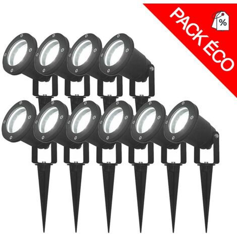 Pack de 10 spots piquet extérieurs à douille GU10 (9+1 offert)