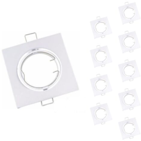 Pack de  10 - Support Spot Encastrable GU10 LED Orientable Carré BLANC - SILAMP