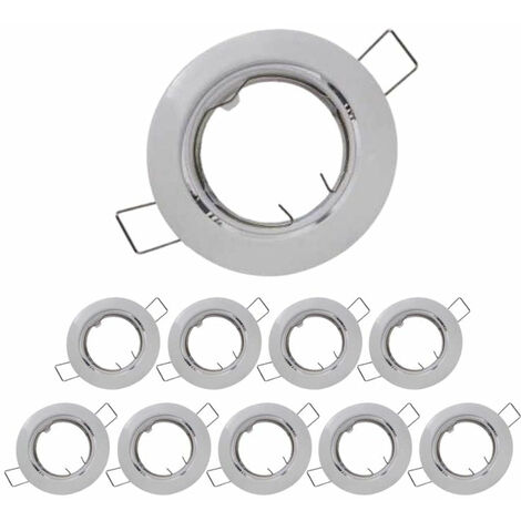 Pack de  10 - Support Spot Encastrable GU10 LED Orientable Rond - Blanc - SILUMEN