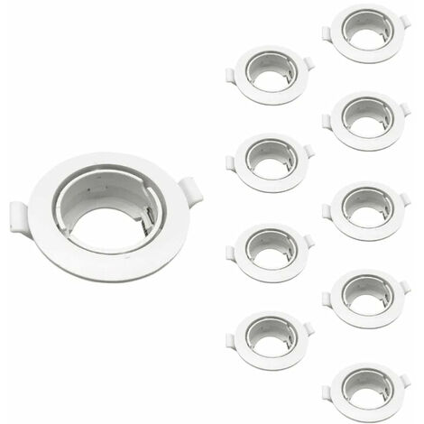 Pack de  10 - Support Spot Encastrable GU10 LED Orientable Rond BLANC - SILUMEN