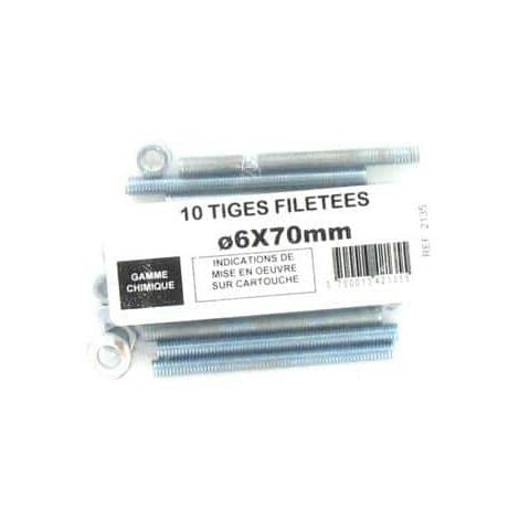 Pack de 10 Tiges Filetées M6 BATIFIX diamètre 6 x 70mm