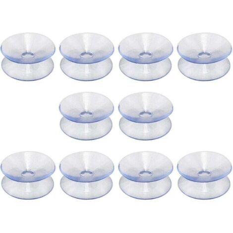 Pack de 10 ventosas de silicona de doble cara para tableros de mesa - Ventosas transparentes sin ganchos - Compatibles con tableros de cristal - Tamaño: 35 mm