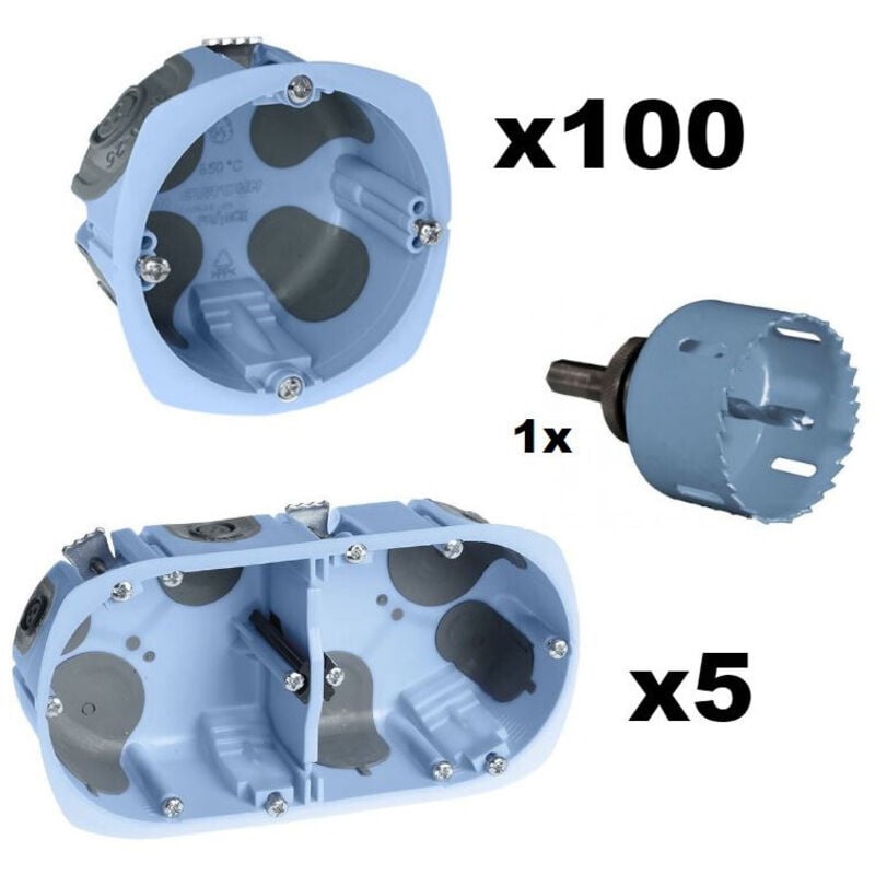 Lots de boîte AIR'métic + scie cloche - Ø67/68mm - Prof. 50mm 100 boîtes (52063) + 5 boîtes doubles (52065)