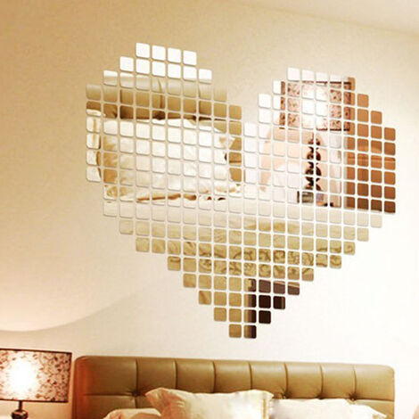 Pack de 100 stickers miroirs mosaïques 2 x 2 cm - Autocollants stickers adhésifs effet miroir