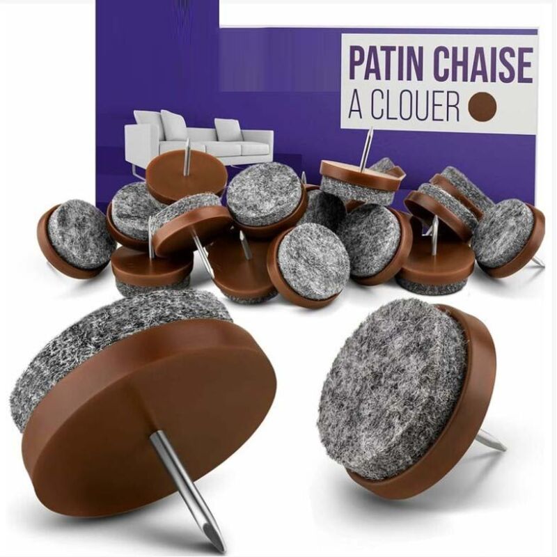 Pack De 20 Patins En Feutre À Clouer - Ø 24 Mm (Marron) - Patins Professionnels Pour Meubles/Chaise En Feutre À Clouer