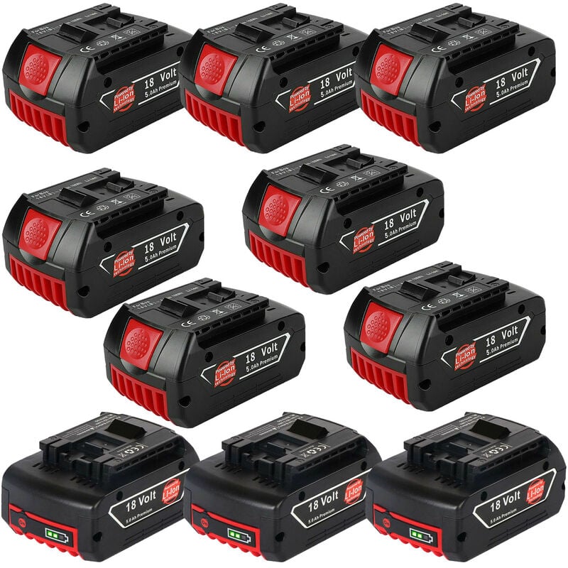 Powerwings - pack de 10)Batterie pour bosch 18V Lithium Ion compatible BAT609G BAT609, BAT618, BAT618G, BAT610G 260736092, 260736236, BAT619G,